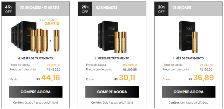 Lift Gold preço